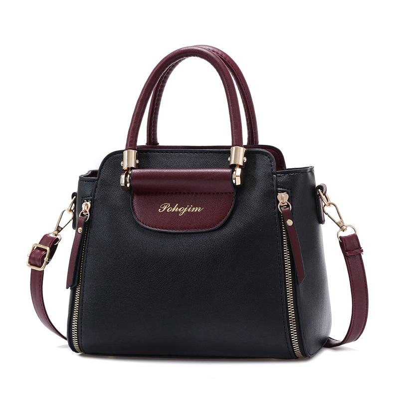 Large Capacity Women Colorblock Crossbody Bag - Black