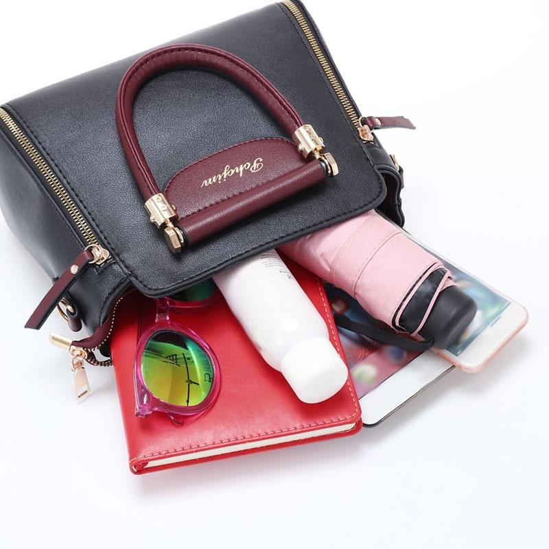 Large Capacity Women Colorblock Crossbody Bag - Black
