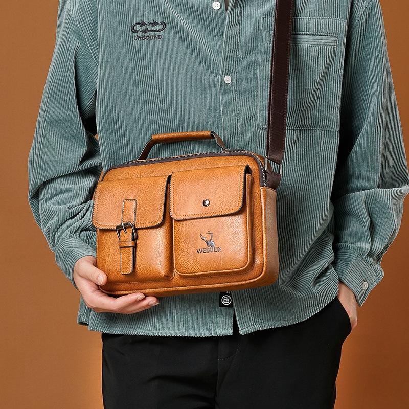 Retro Shoulder Bag For Men Large Capacity - Black