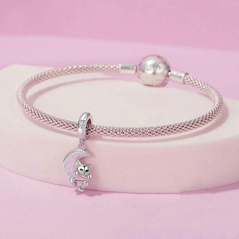 925 Sterling Silver Fantasy Moon Cat Pendant Plated