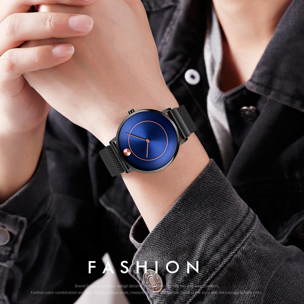 Women Metal Mesh Quartz Watch with Non-scale Dial - Rose Gold White Surface
