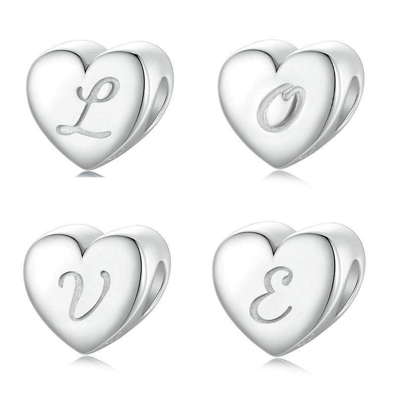 925 Sterling Silver Platinum Plated Love Letters Diy Beads In - L