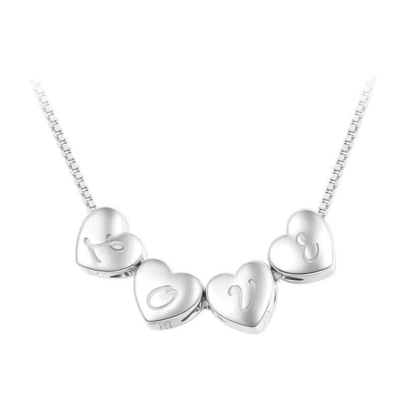925 Sterling Silver Platinum Plated Love Letters Diy Beads In - L