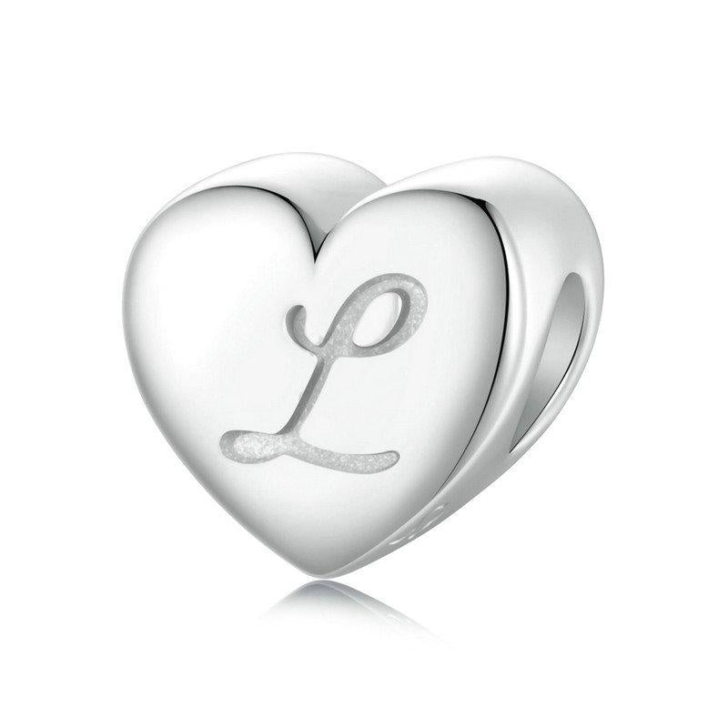 925 Sterling Silver Platinum Plated Love Letters Diy Beads In - L