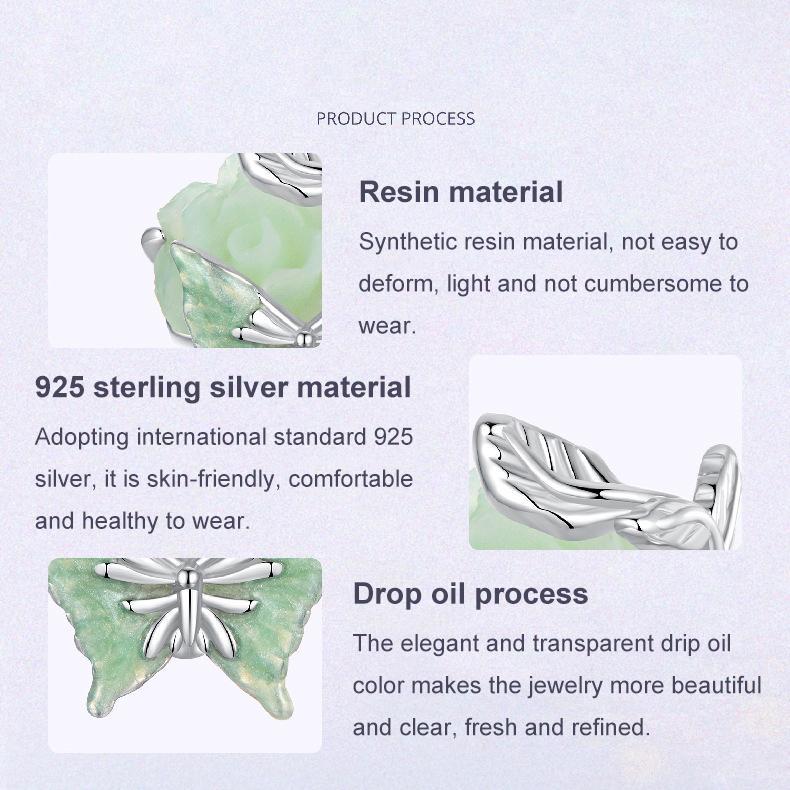 925 Sterling Silver Rose Butterfly Animal Beads