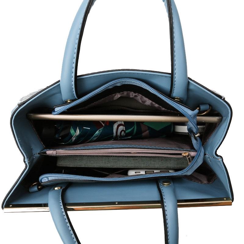 Patchwork Stone Pattern Handbag - Shoulder / Crossbody - Black
