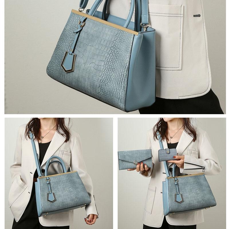 Patchwork Stone Pattern Handbag - Shoulder / Crossbody - Black