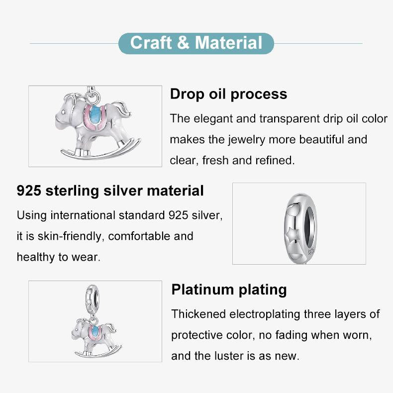 925 Sterling Silver Platinum Plated Trojan Horse Pendant