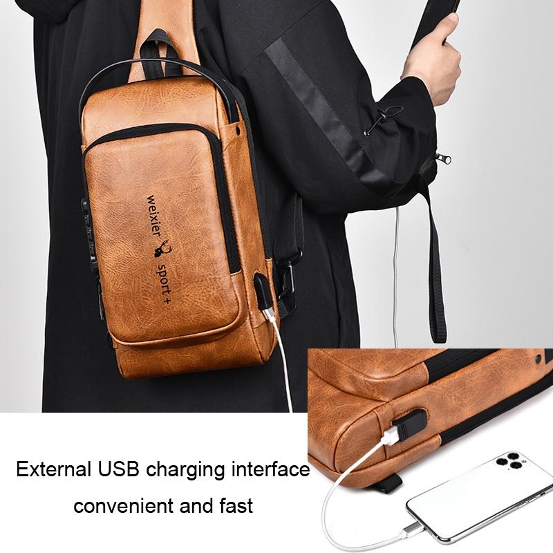 Waterproof Anti Theft Crossbody Backpack For Men - Black