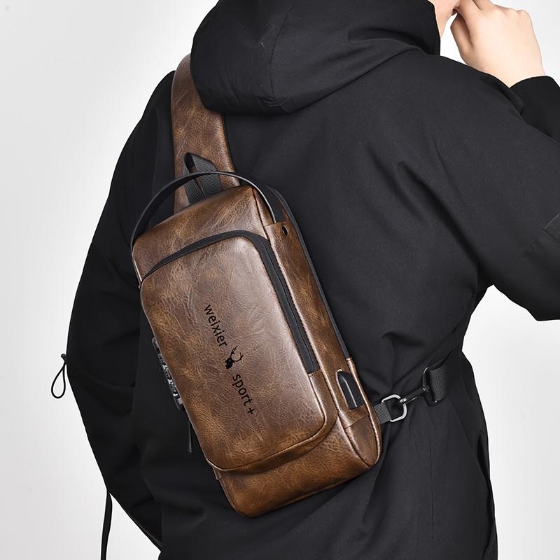 Waterproof Anti Theft Crossbody Backpack For Men - Black