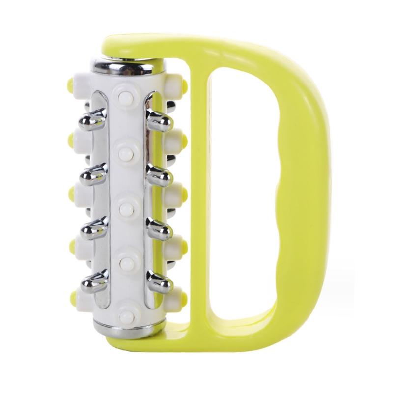 Curved Handheld Roller Massager 5 Rows Soothing Relief - Yellow