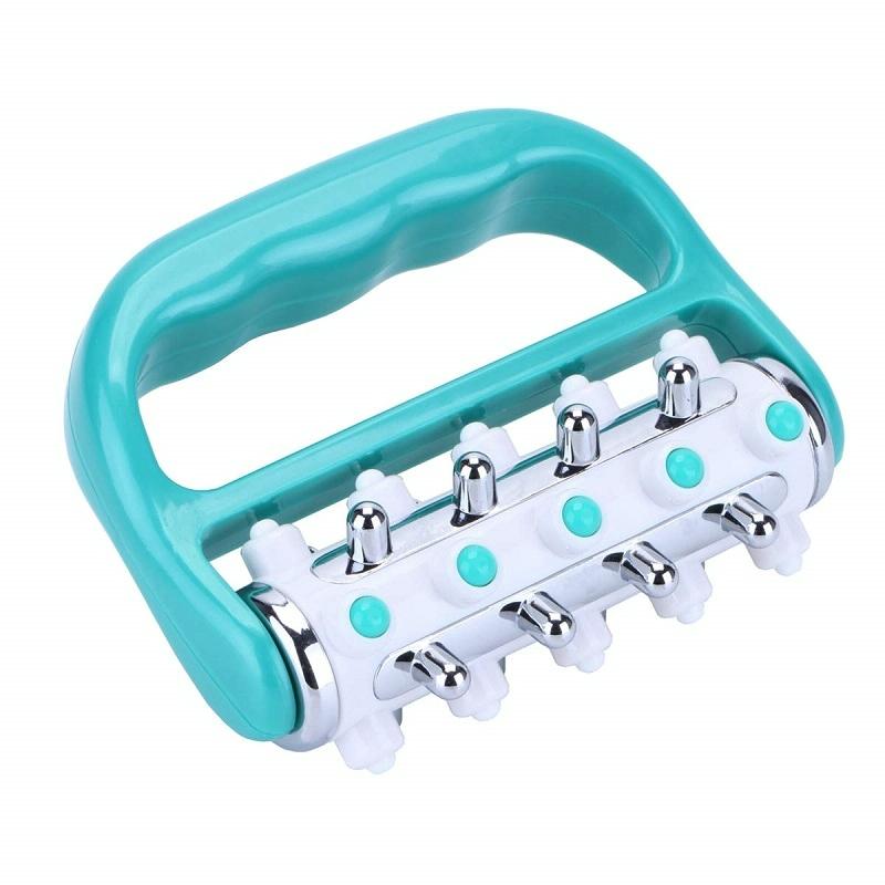 Curved Handheld Roller Massager 5 Rows Soothing Relief - Yellow