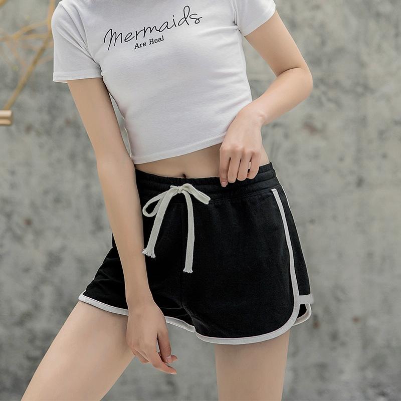 High Waist Straight Yoga Shorts Women Casual Loose Outerwear - White - S