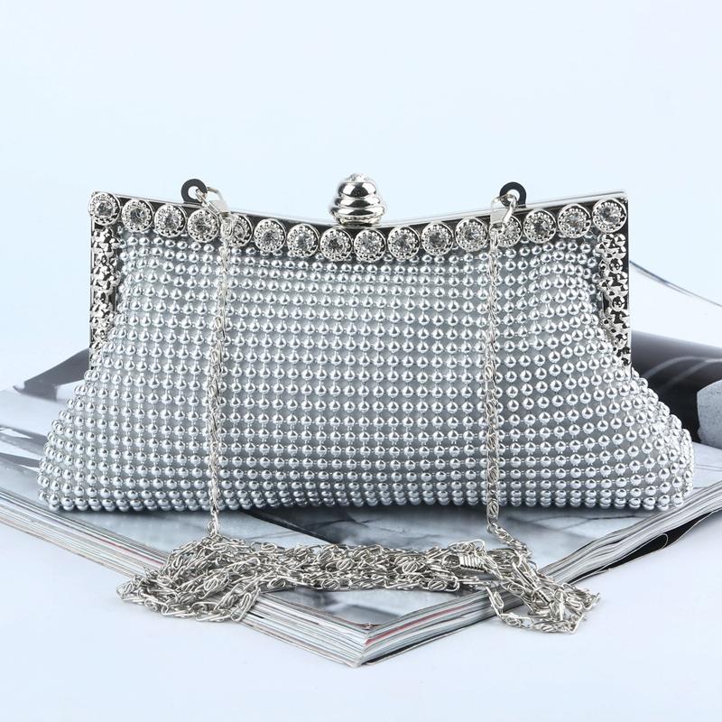 Rhinestone Evening Clutch for Ladies - Beaded Banquet Bag - Black