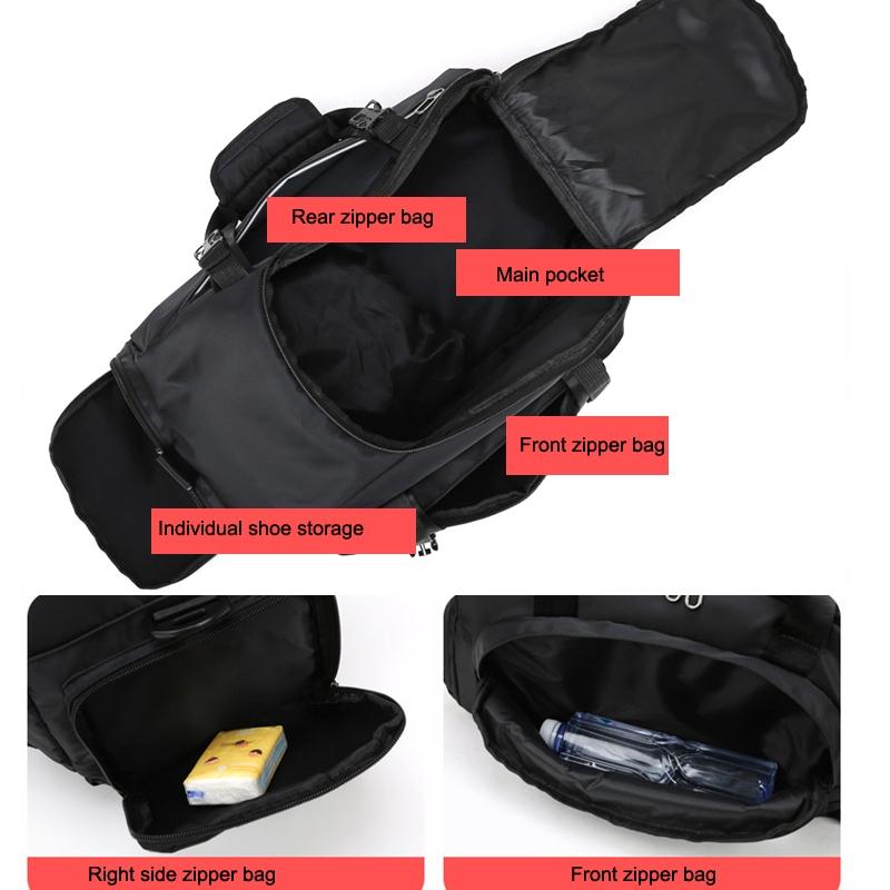 Waterproof Fitness Backpack For Swimming And Travel - Black Bottom White Word