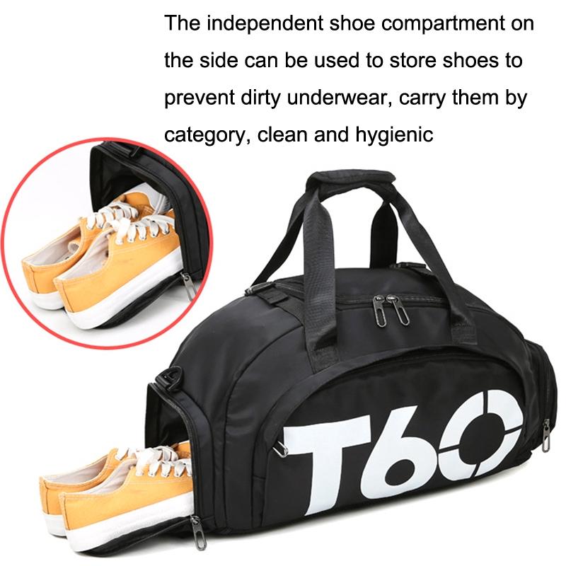 Waterproof Fitness Backpack For Swimming And Travel - Black Bottom White Word
