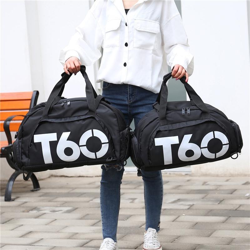 Waterproof Fitness Backpack For Swimming And Travel - Black Bottom White Word