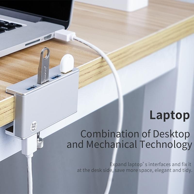 Aluminum 4-Port Usb3.0 Clip Hub Black - Sya00669801A