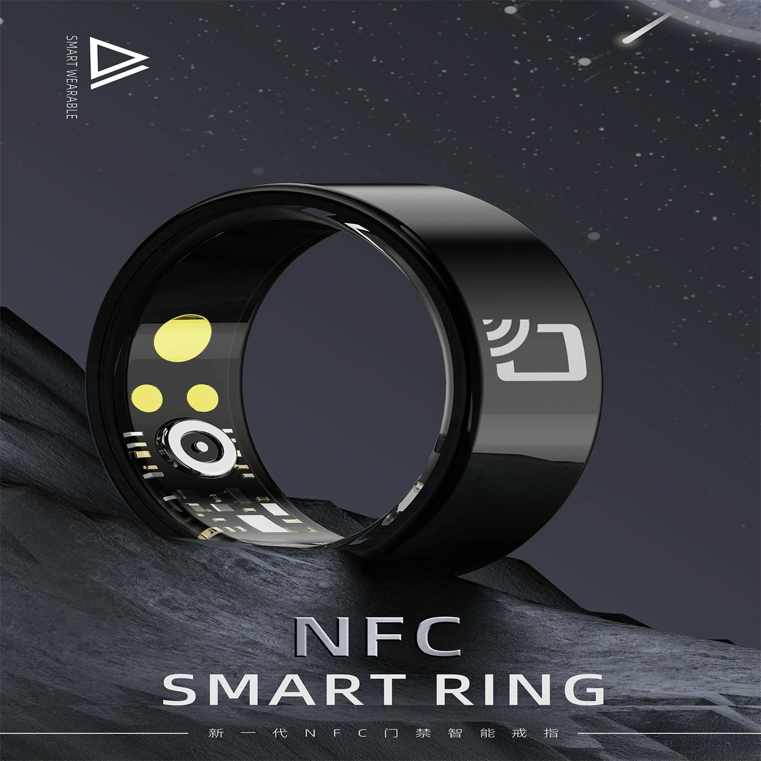 Smart Ring With Heart Rate Blood Oxygen Sleep Monitoring - Multiple Sports Modes - Black Size 14