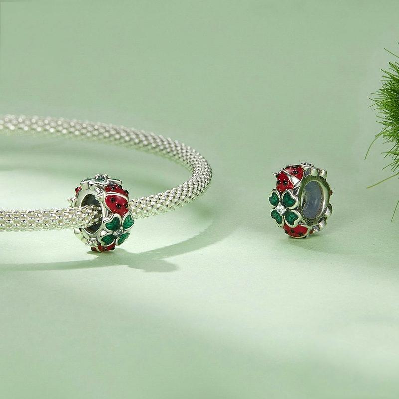 925 Sterling Silver Zircon Ladybug Clover Diy Beads & Silicone