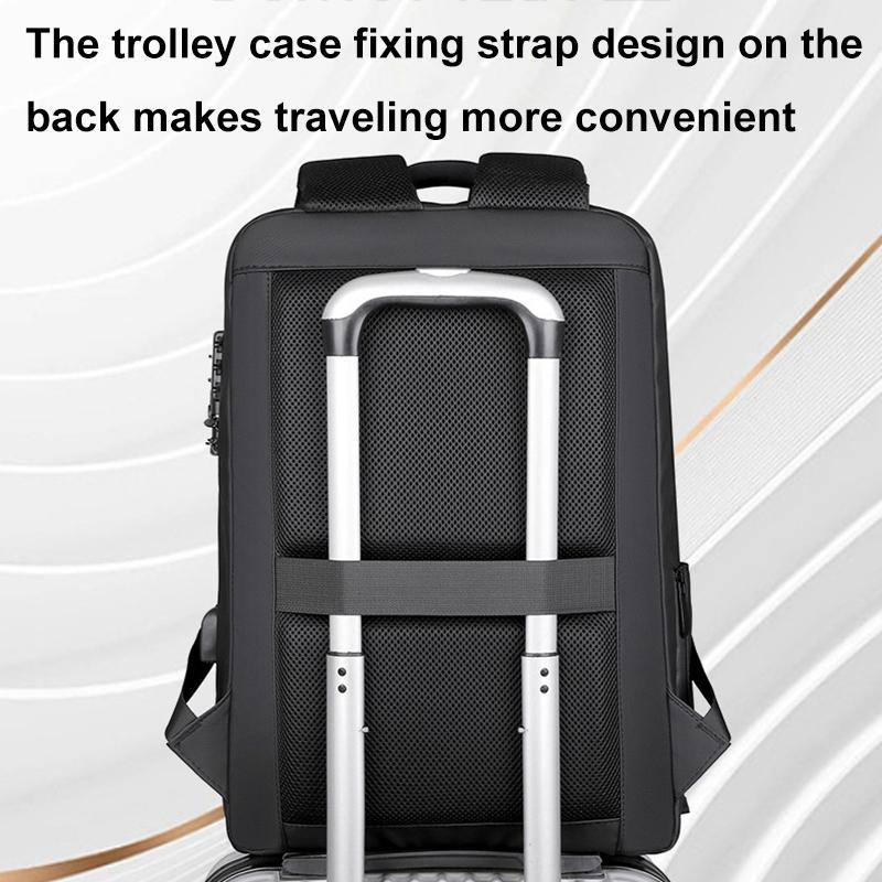 Waterproof Laptop Backpack with Usb Port - 17 Inch Capacity Password Lock - Black