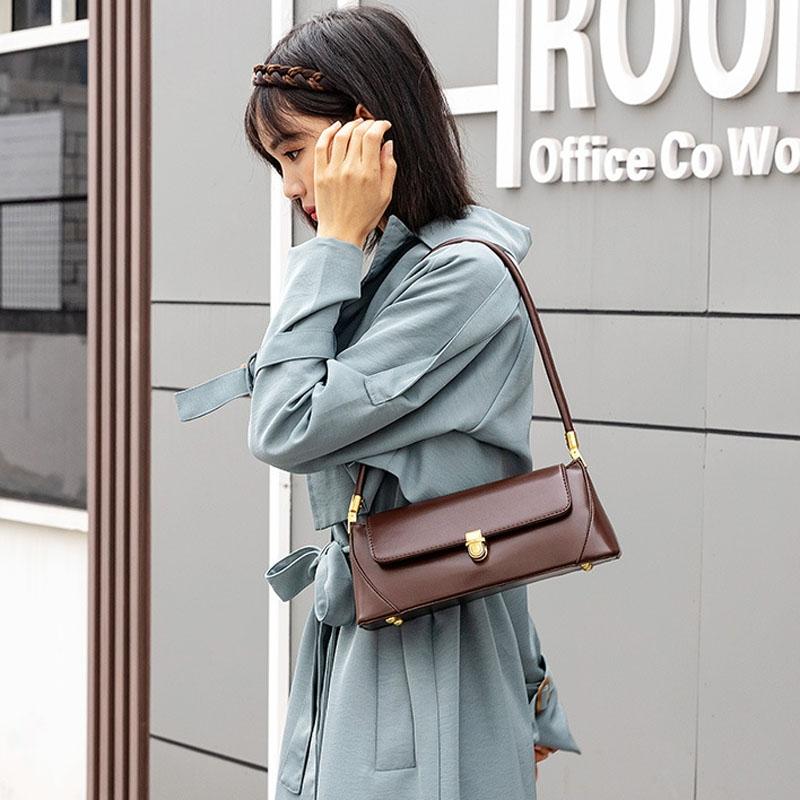 Vintage Women Shoulder Bag - Olive Black