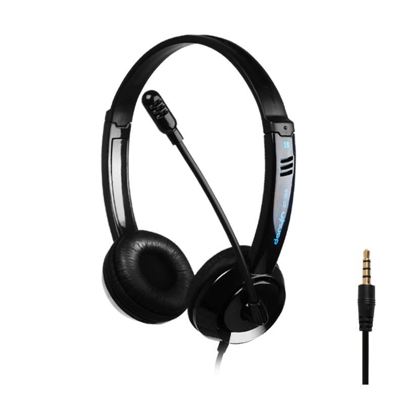 Head-Mounted Children'S Learning Headset With Mic 1.8M Cable Single Hole 4 Levels - White