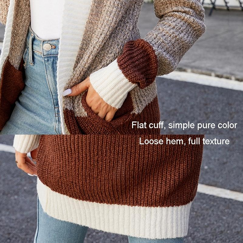 Women Casual Mid-Length Hooded Knit Cardigan Jacket - Green - M