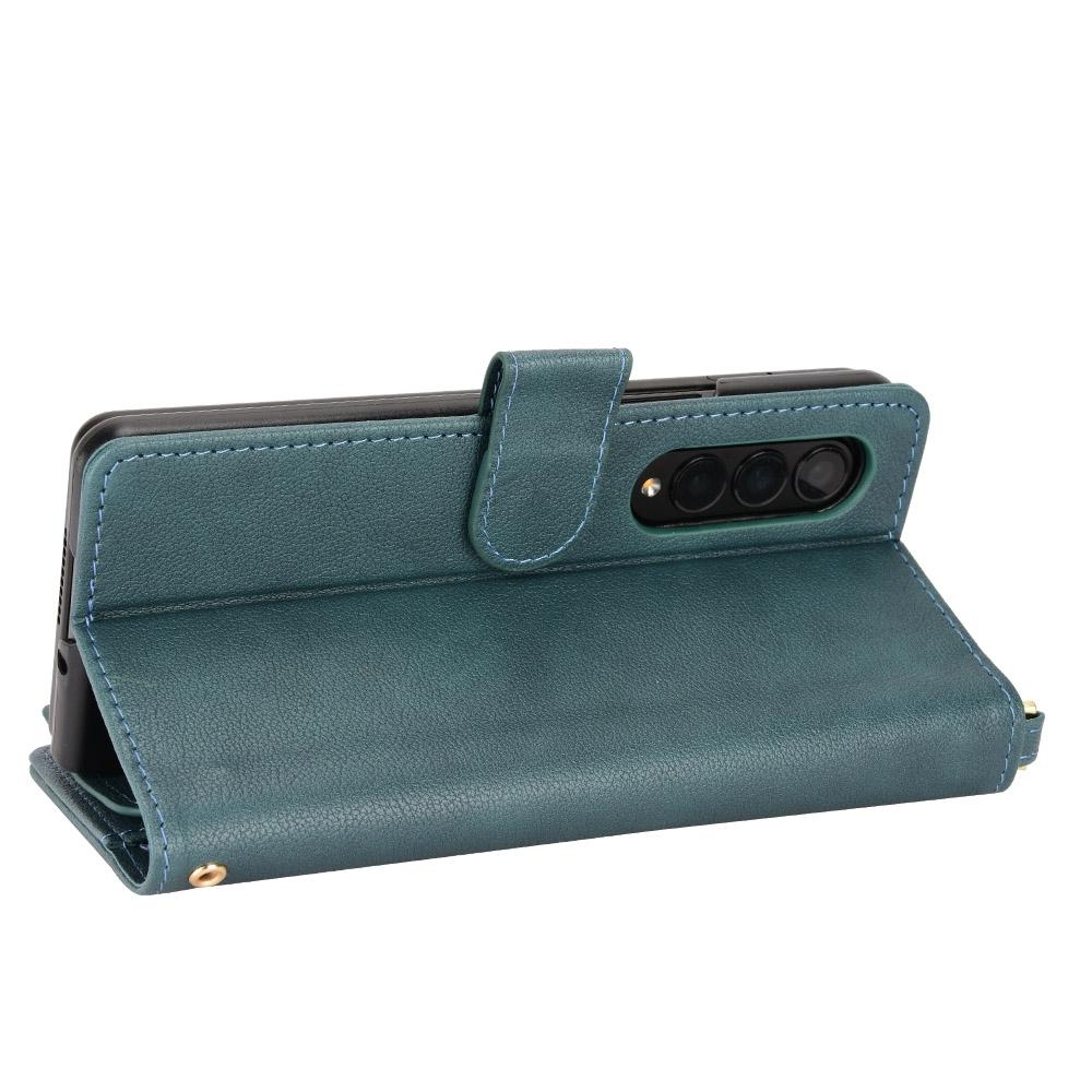For Samsung Galaxy z Fold4 5G Zipper Leather Phone Case with Litchi Texture - Black
