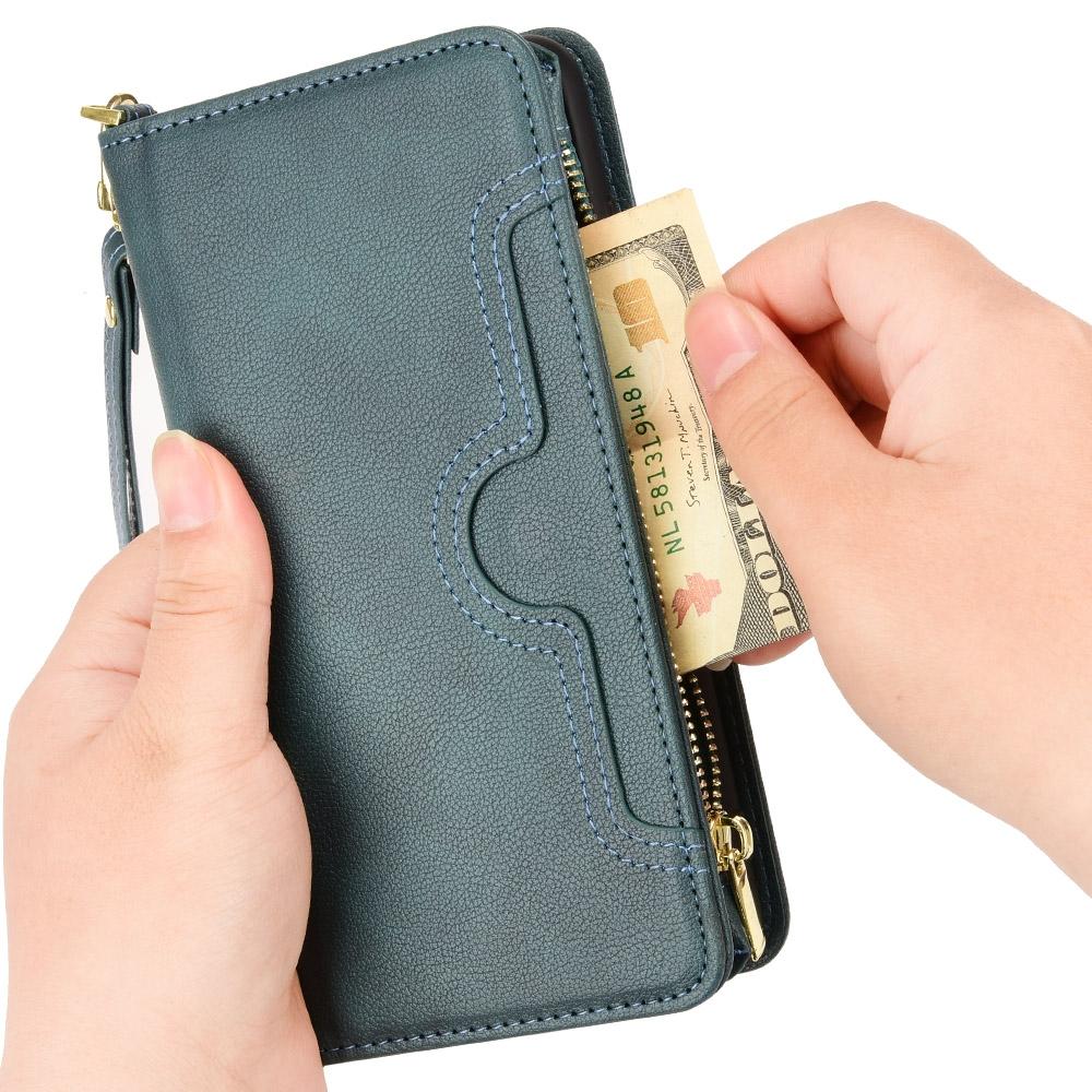 For Samsung Galaxy z Fold4 5G Zipper Leather Phone Case with Litchi Texture - Black