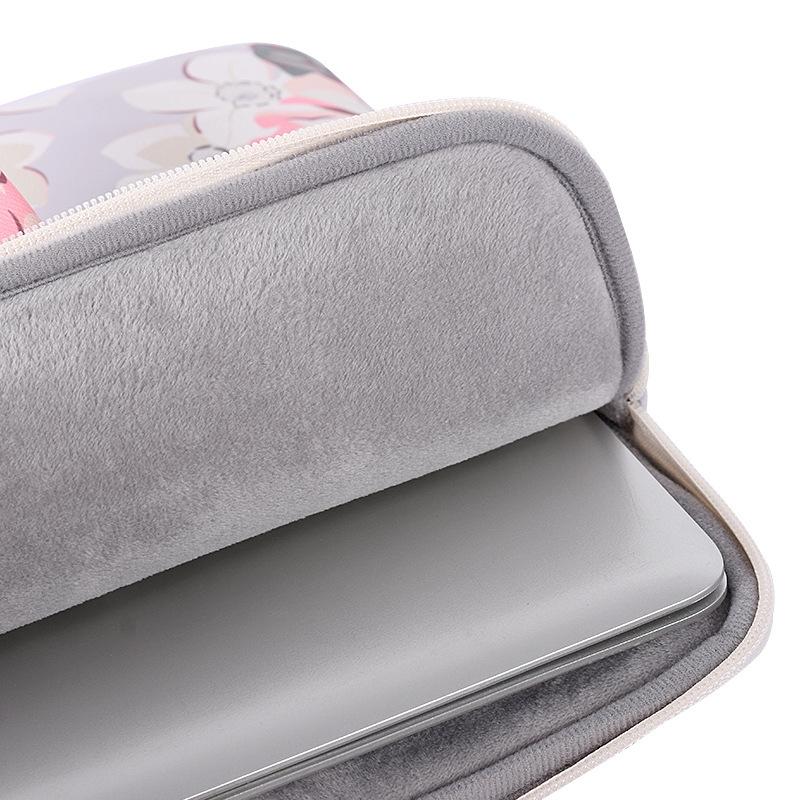 13 Inch Laptop Case Bag with White Rose Pattern and Handle - Blue