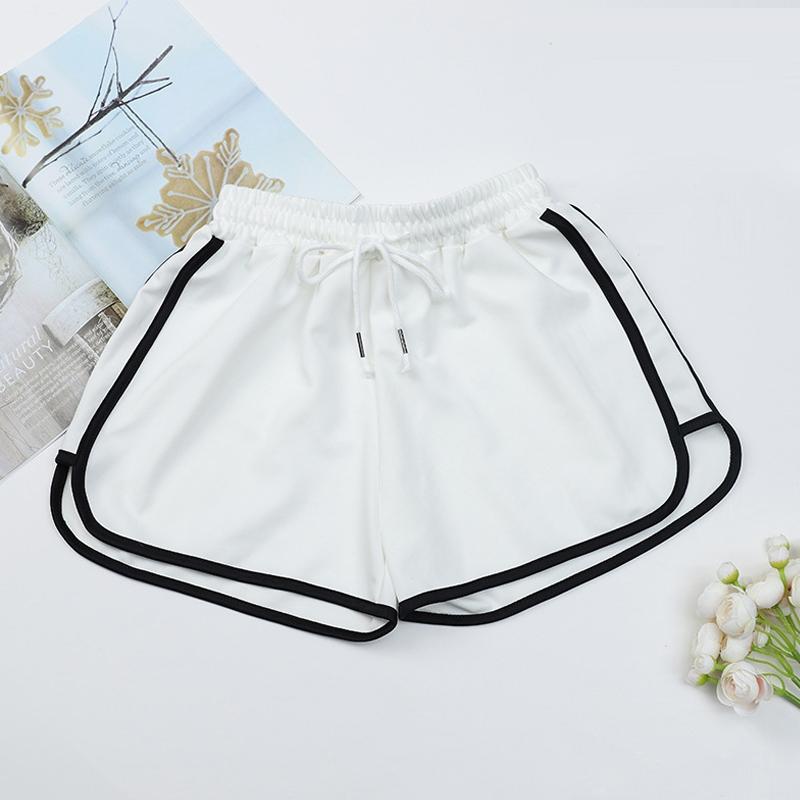 High Waist Straight Yoga Shorts Women Casual Loose Outerwear - White - M