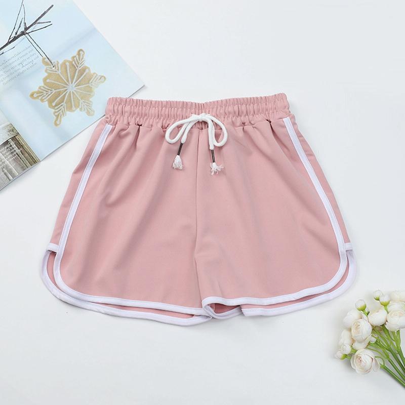High Waist Straight Yoga Shorts Women Casual Loose Outerwear - White - M
