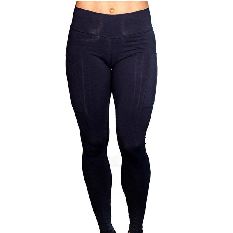 High Elastic Yoga Pants With Pockets For Women Stretch Leggings For Jogging Workout And Running Gym Tights For Women Size M - Black