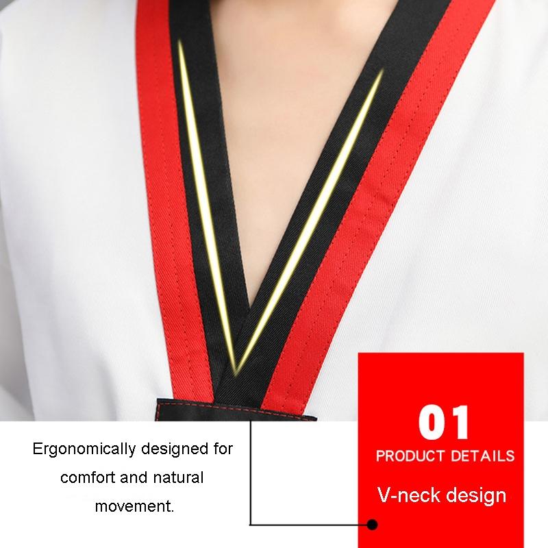 130Cm Cotton Taekwondo Training Uniform For All Ages - Red - 140