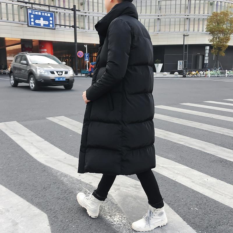 Mens Long Down Jacket Coat Winter Parkas Thick Warm Slim Fit Male Overcoat - Size Xl Black