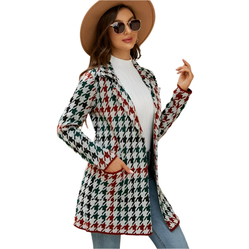 Autumn And Winter Long Sweater Collision Colour Knitted Cardigan Trench Coat - Light Grey - L