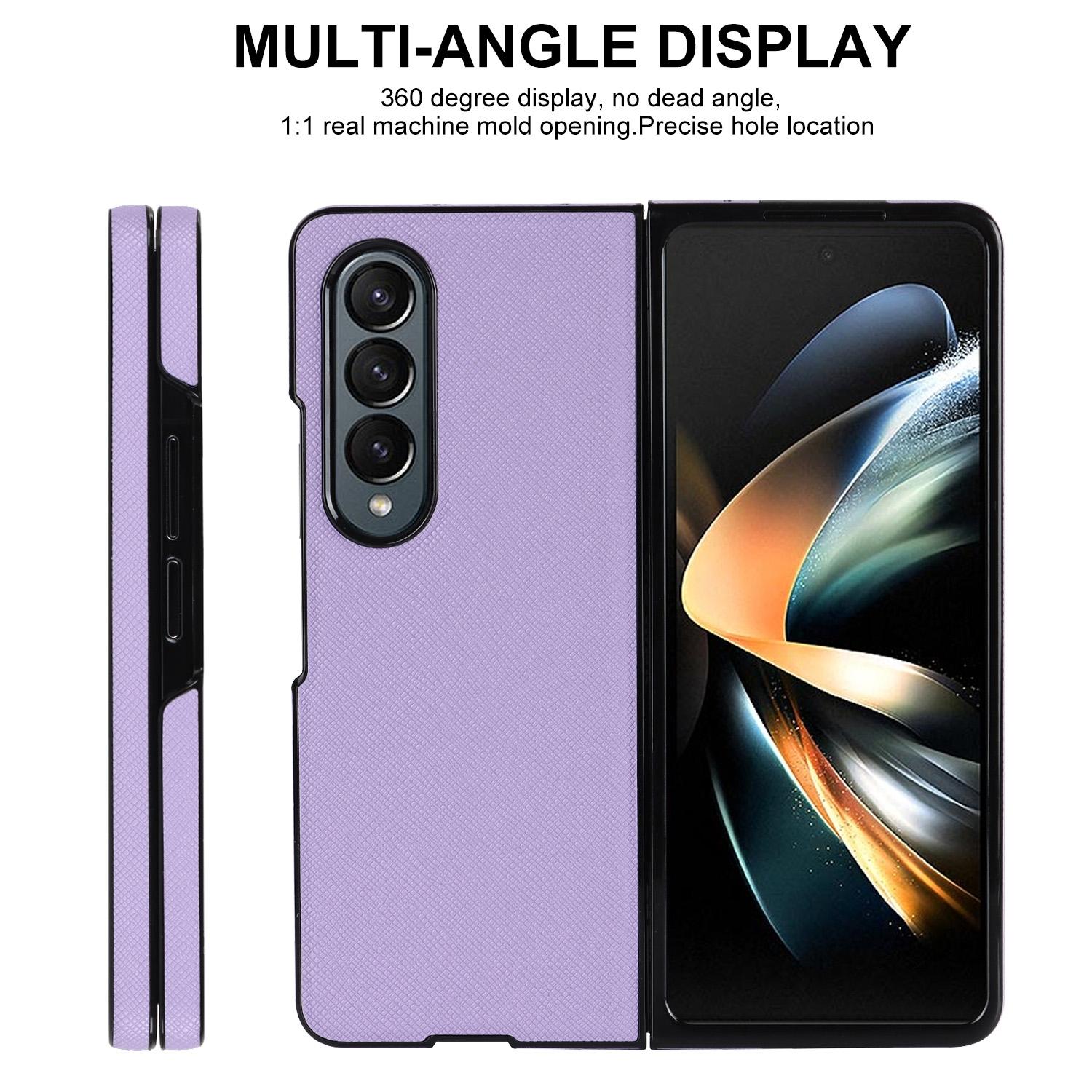 For Samsung Galaxy Z Fold4 5G Foldable Cross Pattern Phone Case - Compact Design - Black