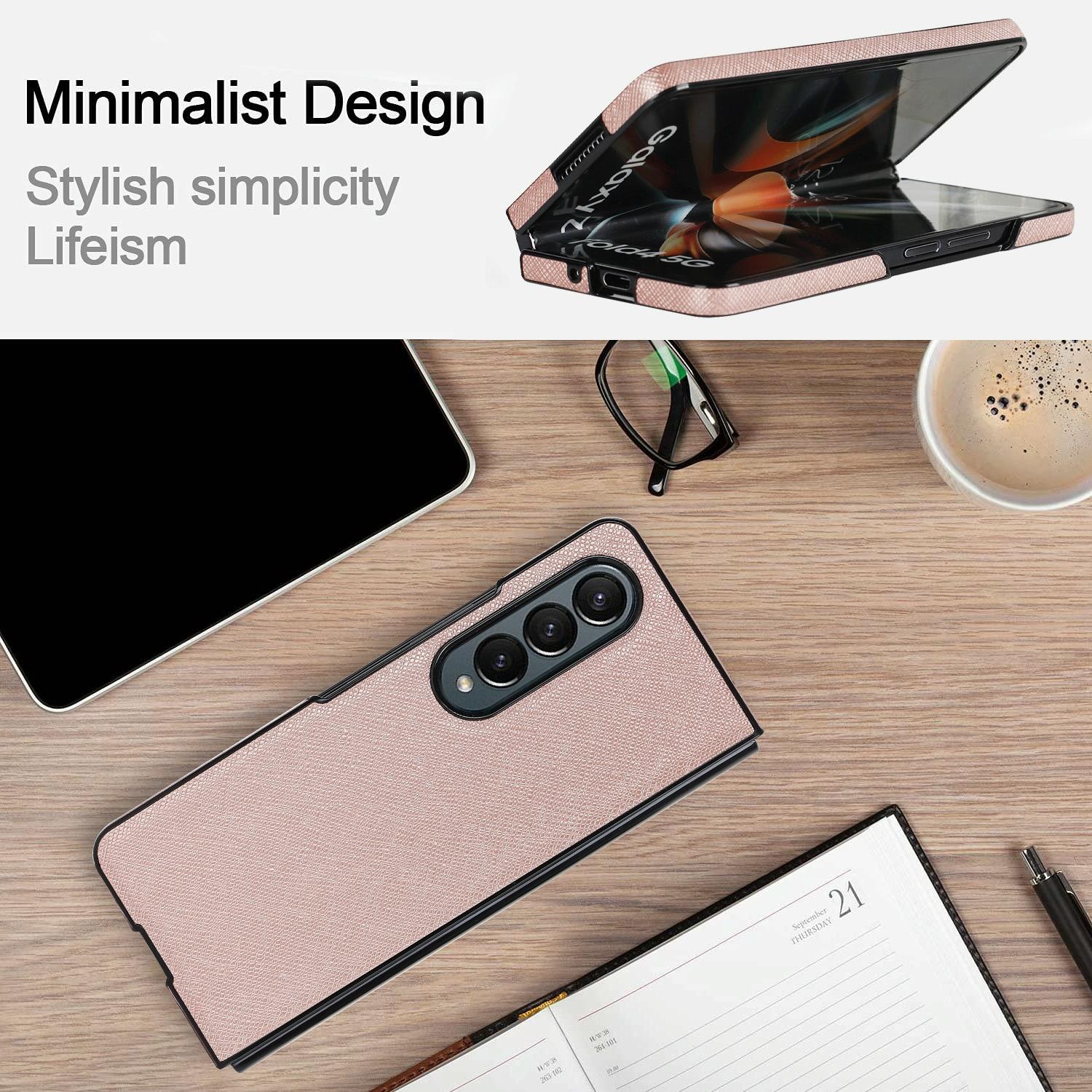 For Samsung Galaxy Z Fold4 5G Foldable Cross Pattern Phone Case - Compact Design - Black