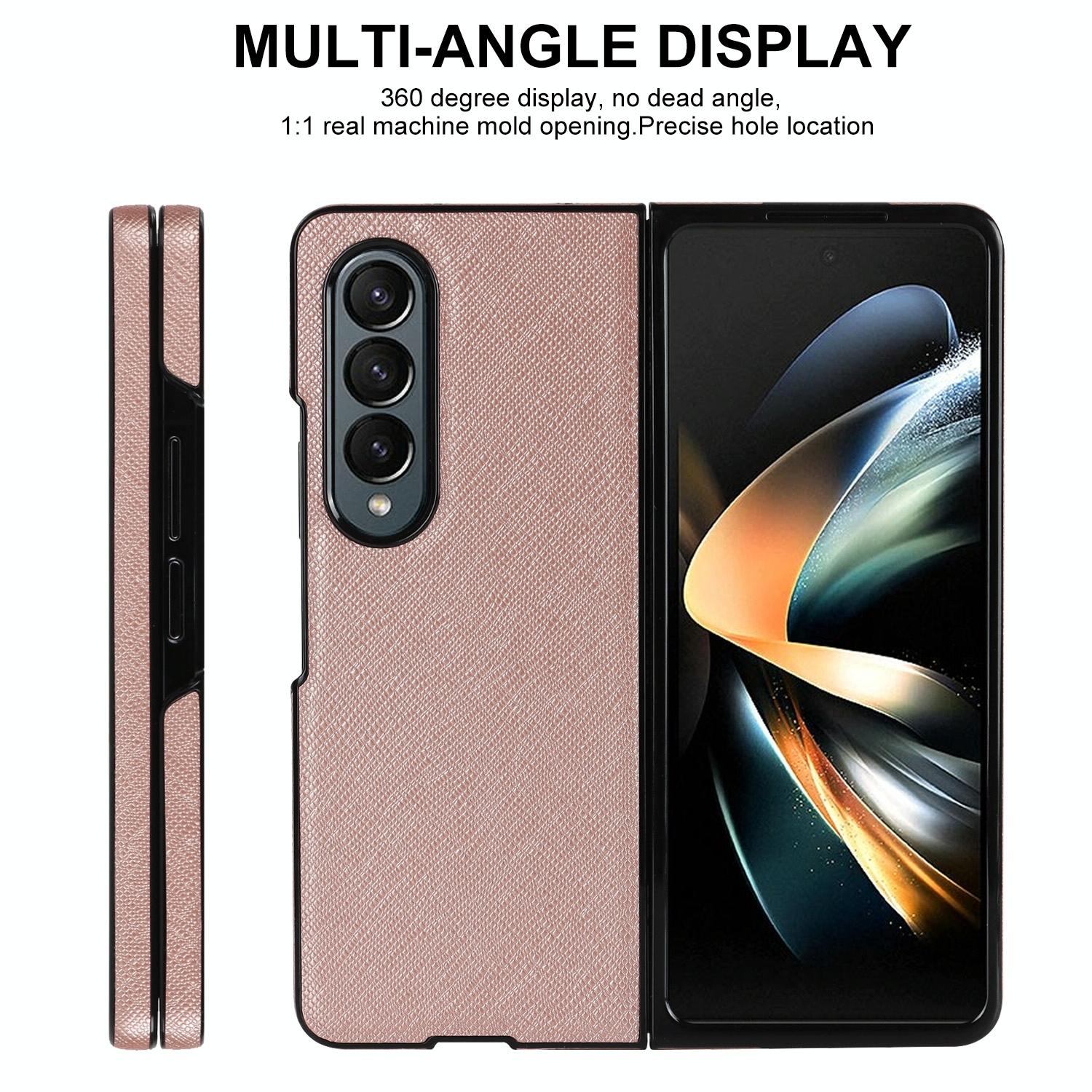 For Samsung Galaxy Z Fold4 5G Foldable Cross Pattern Phone Case - Compact Design - Black