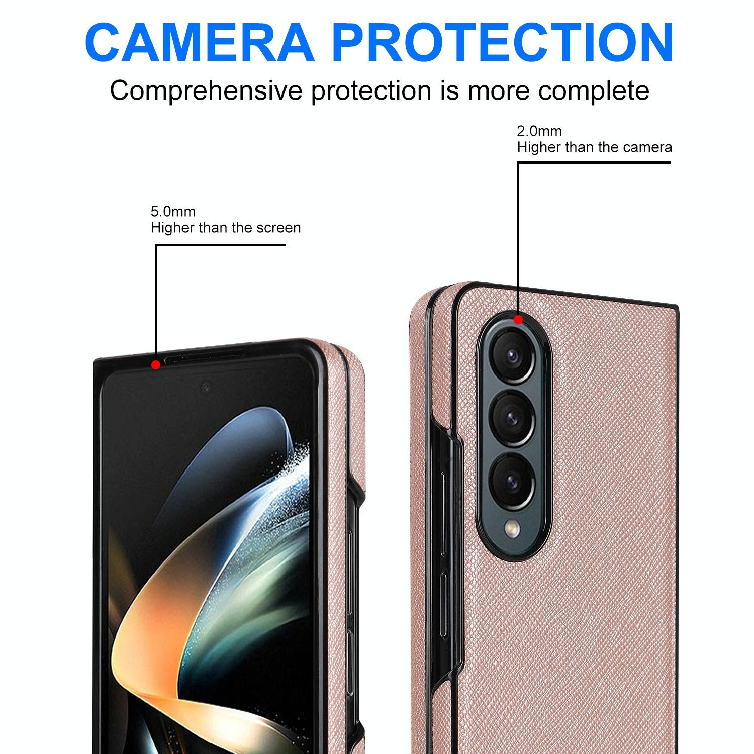 For Samsung Galaxy Z Fold4 5G Foldable Cross Pattern Phone Case - Compact Design - Black
