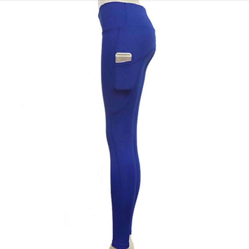 High Elastic Women Yoga Pants With Pockets Stretch Leggings For Jogging Workout And Running Size L - Black