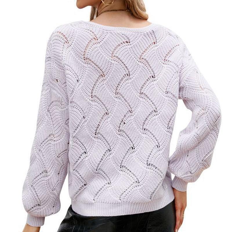 V-Neck Sweater Women Autumn And Winter Loose Knitted Bottoming Shirt - Yellow - L