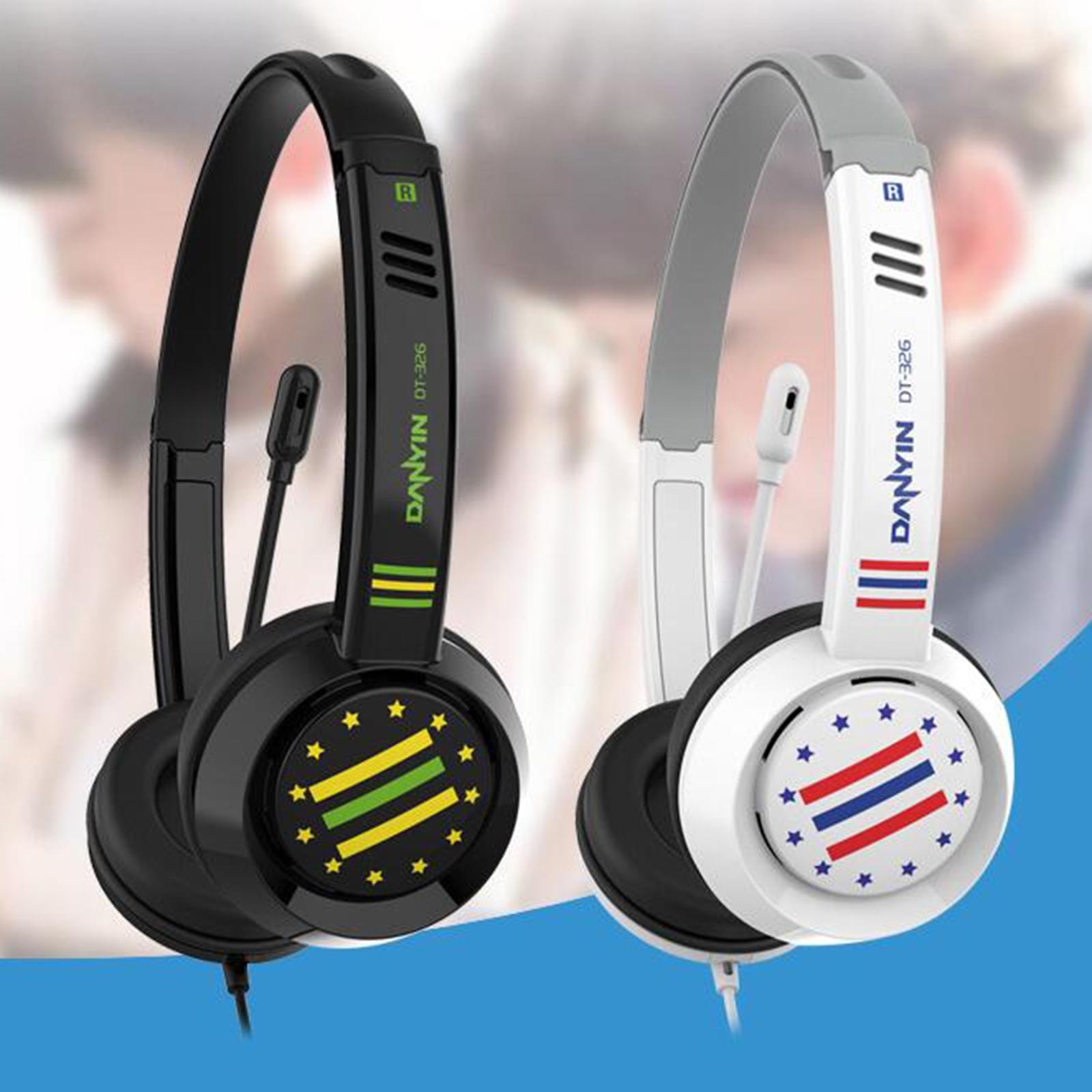 Kids' Headset With Mic 1.8M Cable Star Flag - White