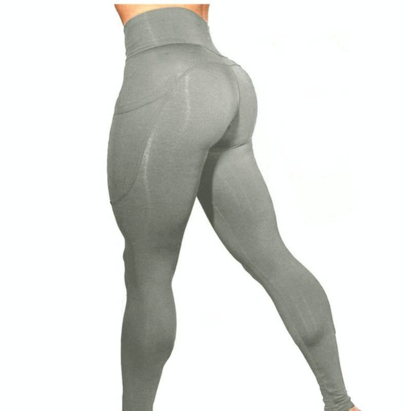 High Elastic Yoga Pants With Pockets For Women Jogging Workout Running Leggings Xl - Black - Xl