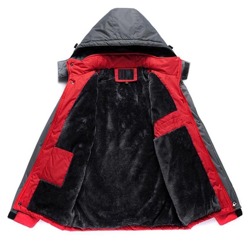 Men Winter Thick Fleece Waterproof Outwear Down Jackets Coats - Black