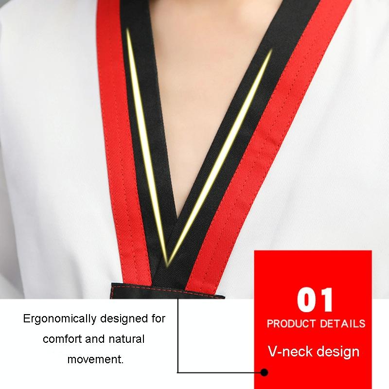 Taekwondo Training Uniform Child & Adult Cotton Clothing Size 130 - Striped Long Sleeves - 180