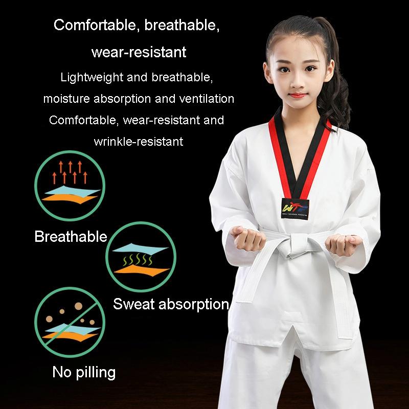 Taekwondo Training Uniform Child & Adult Cotton Clothing Size 130 - Striped Long Sleeves - 180