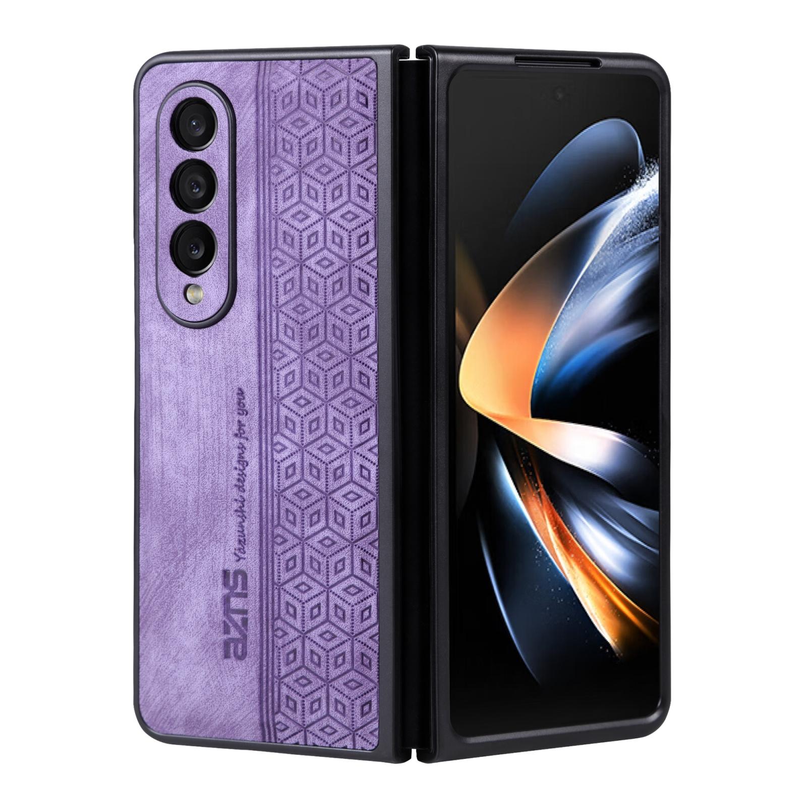 For Samsung Galaxy z Fold4 5G Embossed 3d Skin Texture Phone Case - Sleek Design - Black