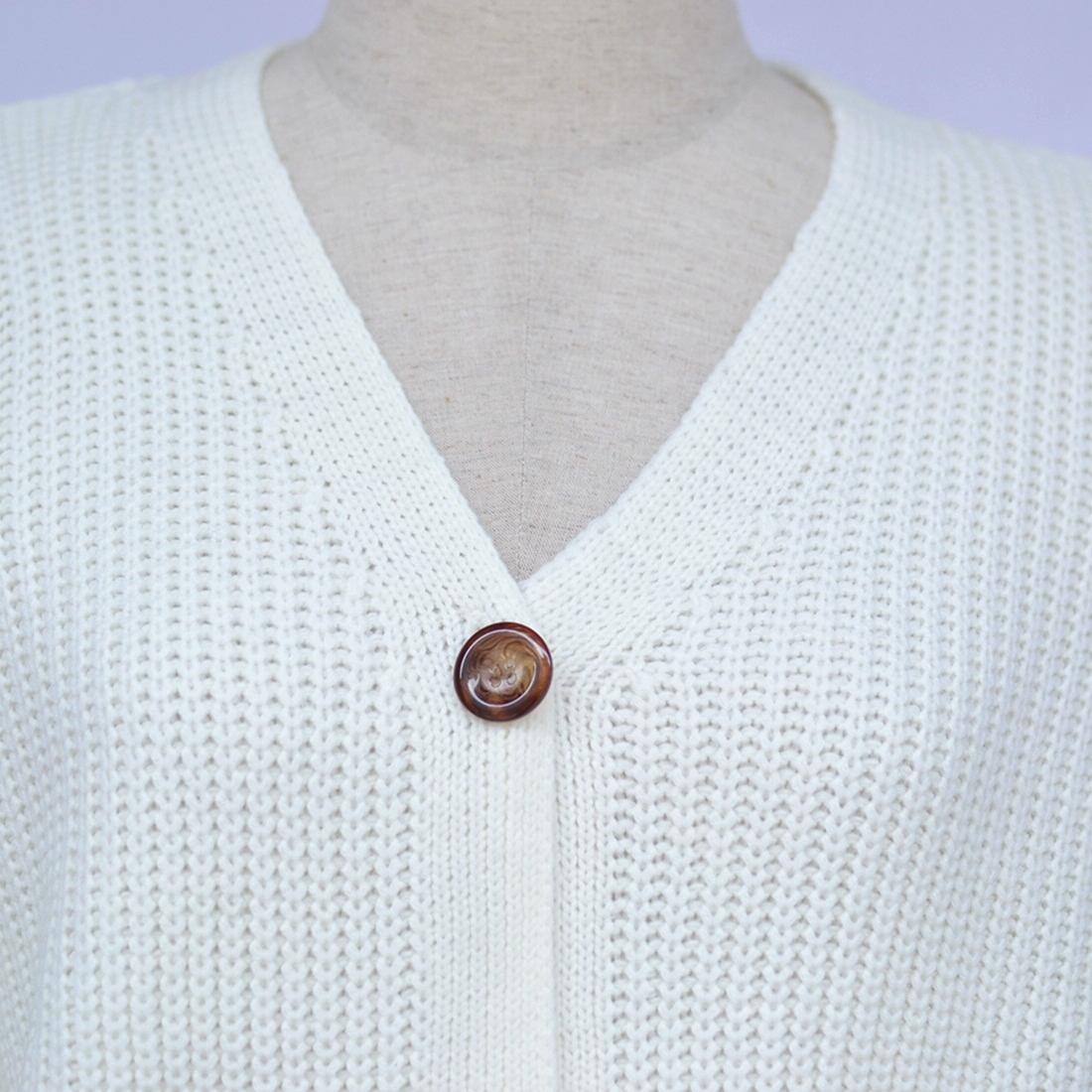 Fashion Cardigan Solid Colour Knit Button Sweater Black - Black S